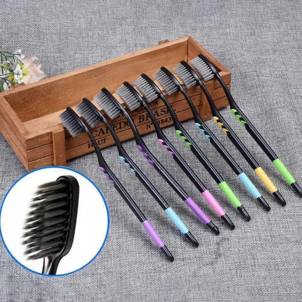 10-Pack Bamboo Charcoal Soft Bristle Toothbrush Set