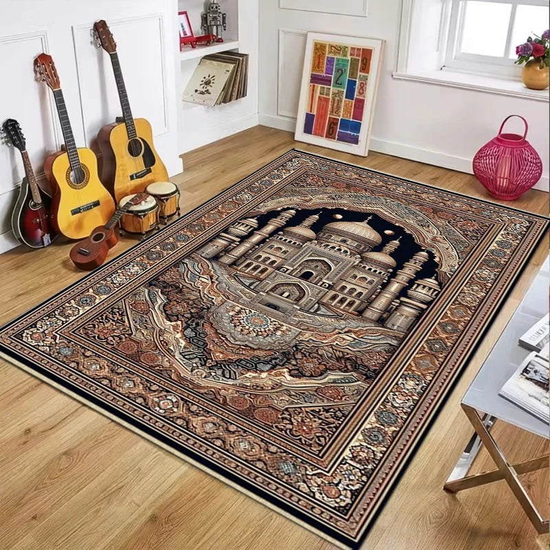Vintage Islamic Mosque Prayer Rug – Non-Slip Ornate Area Rug