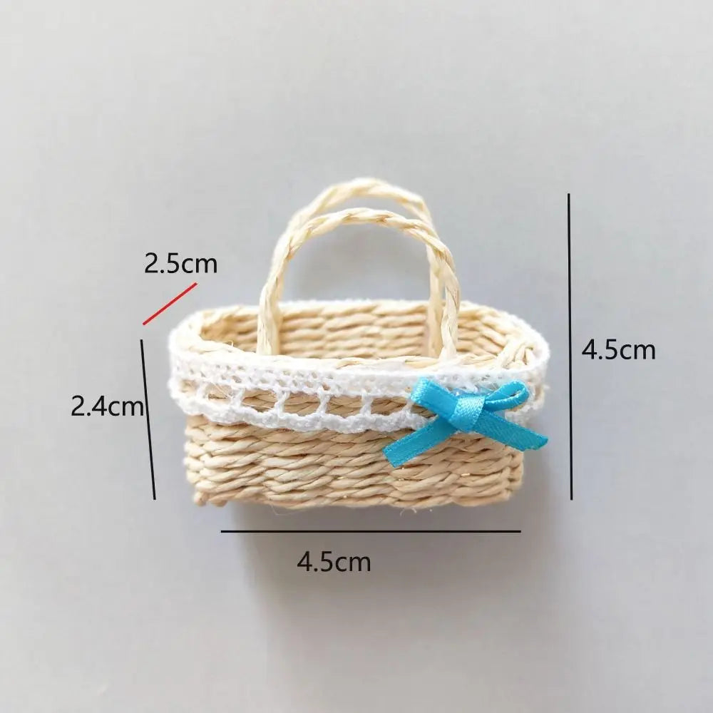 Miniature Hand-Woven Basket for BJD & Ob11 Dollhouse Decor