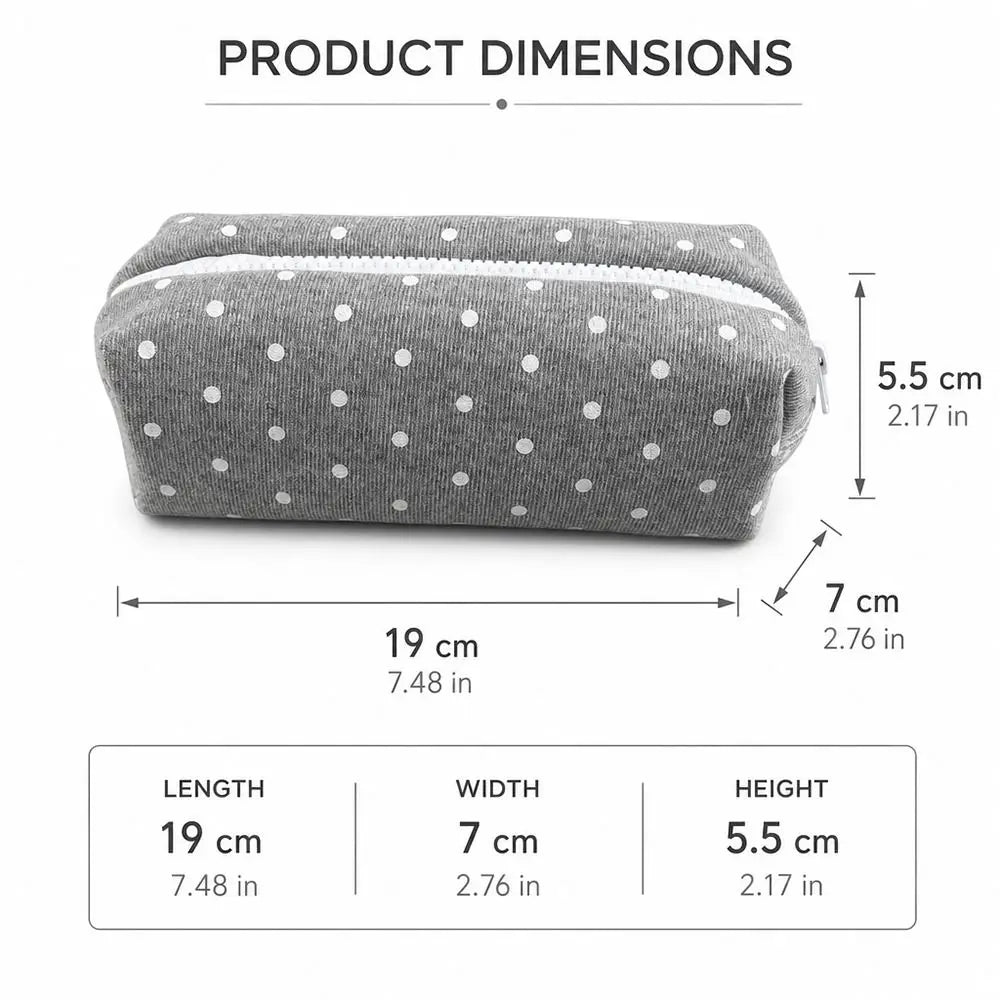 Large Polka Dot Pencil Case – Soft Fabric Pen Bag Organizer