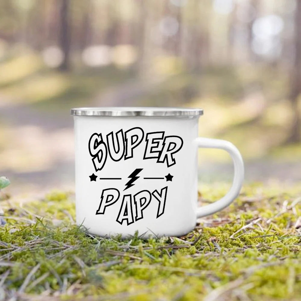 Super Papy Mamie Enamel Mug – Grandma & Grandpa Gift