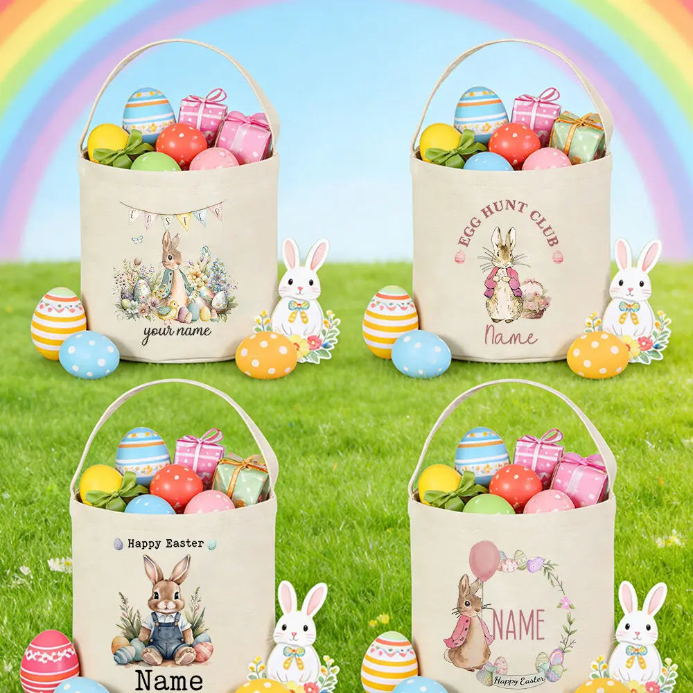 Personalized Easter Basket – Custom Name Foldable Bunny Bag