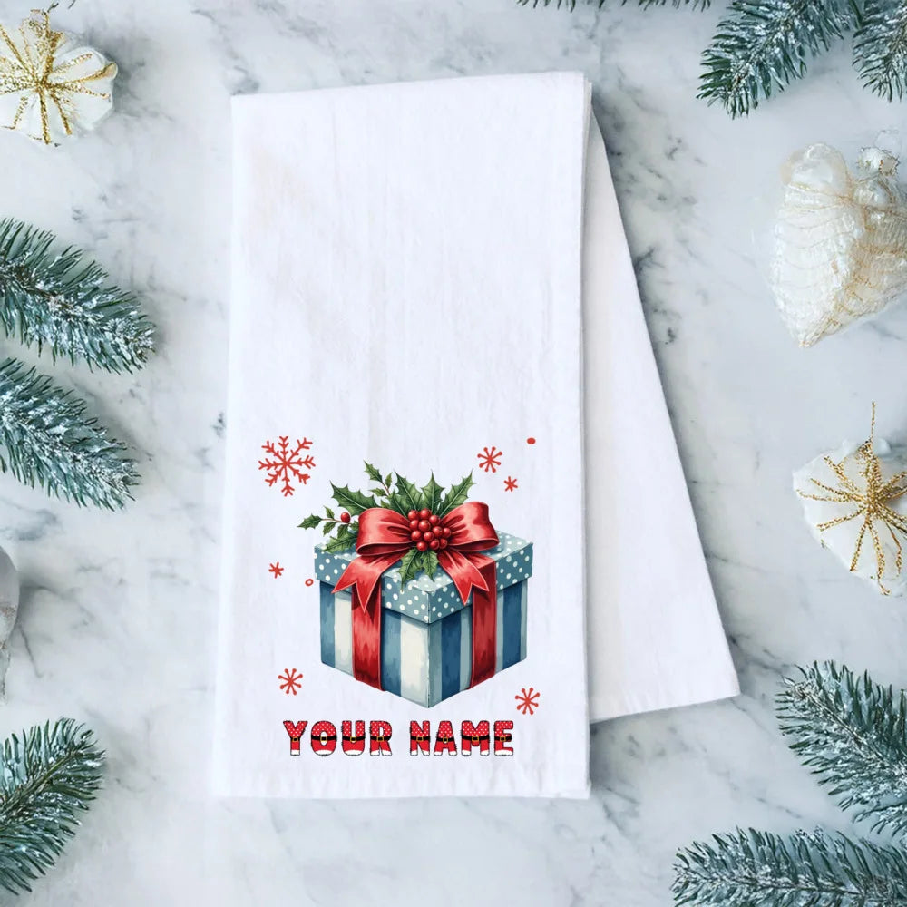 Personalized Christmas Tea Towel – Festive Holiday Kitchen Gift
