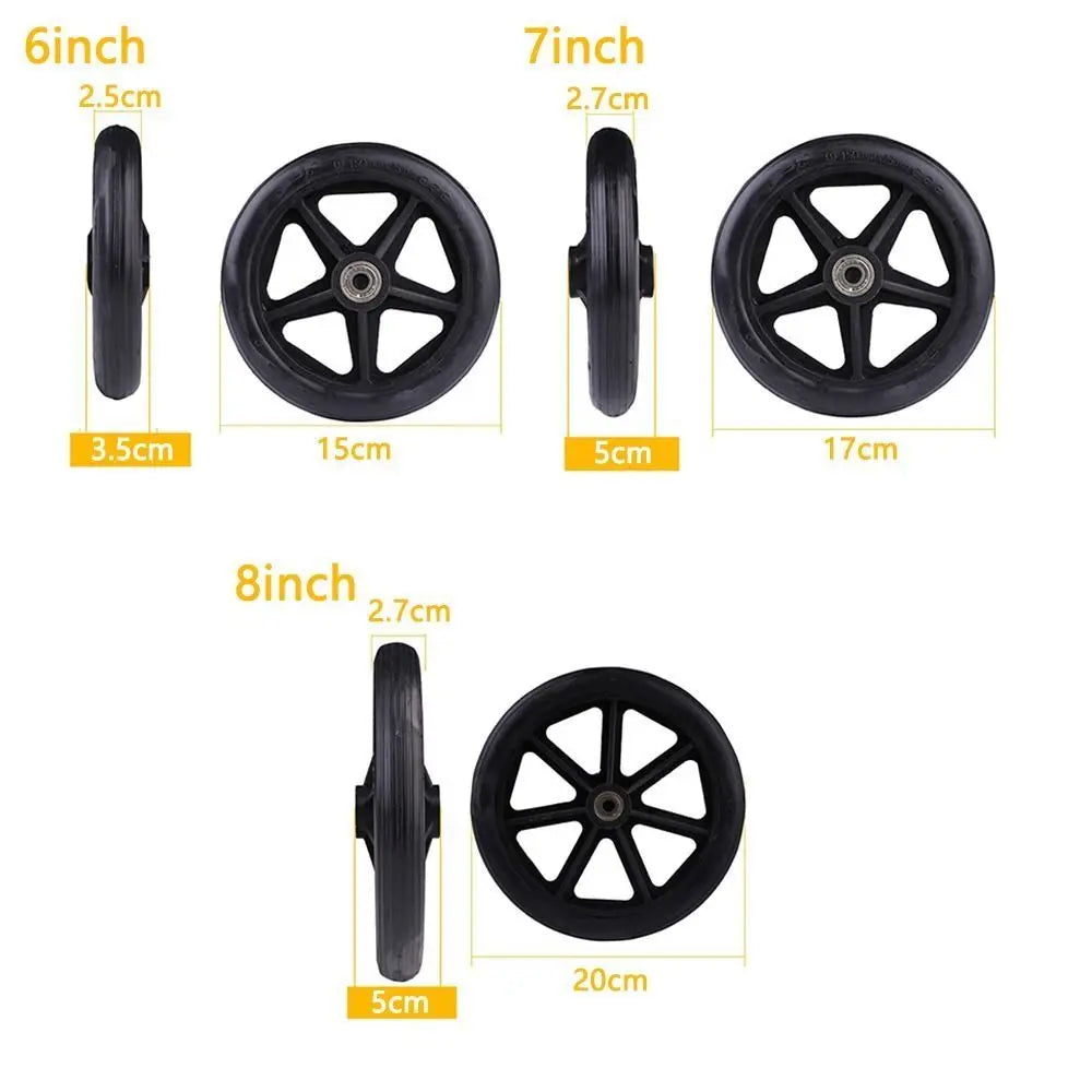 Rubber Trolley & Wheelchair Caster Wheels 6/7/8 Inch Anti-Slip