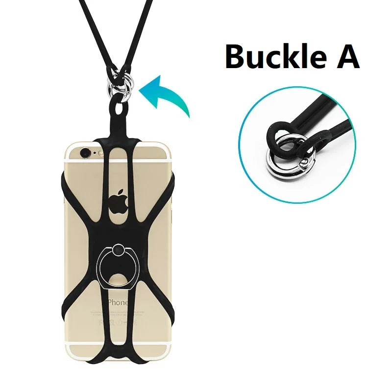 Silicone Phone Neck Strap & 360° Ring Stand Holder – Universal