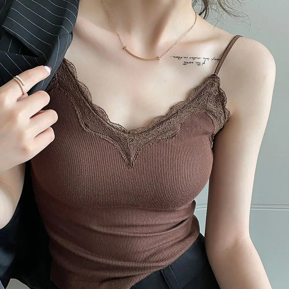 Women's Lace Camisole Crop Top – Wire-Free Breathable Bra
