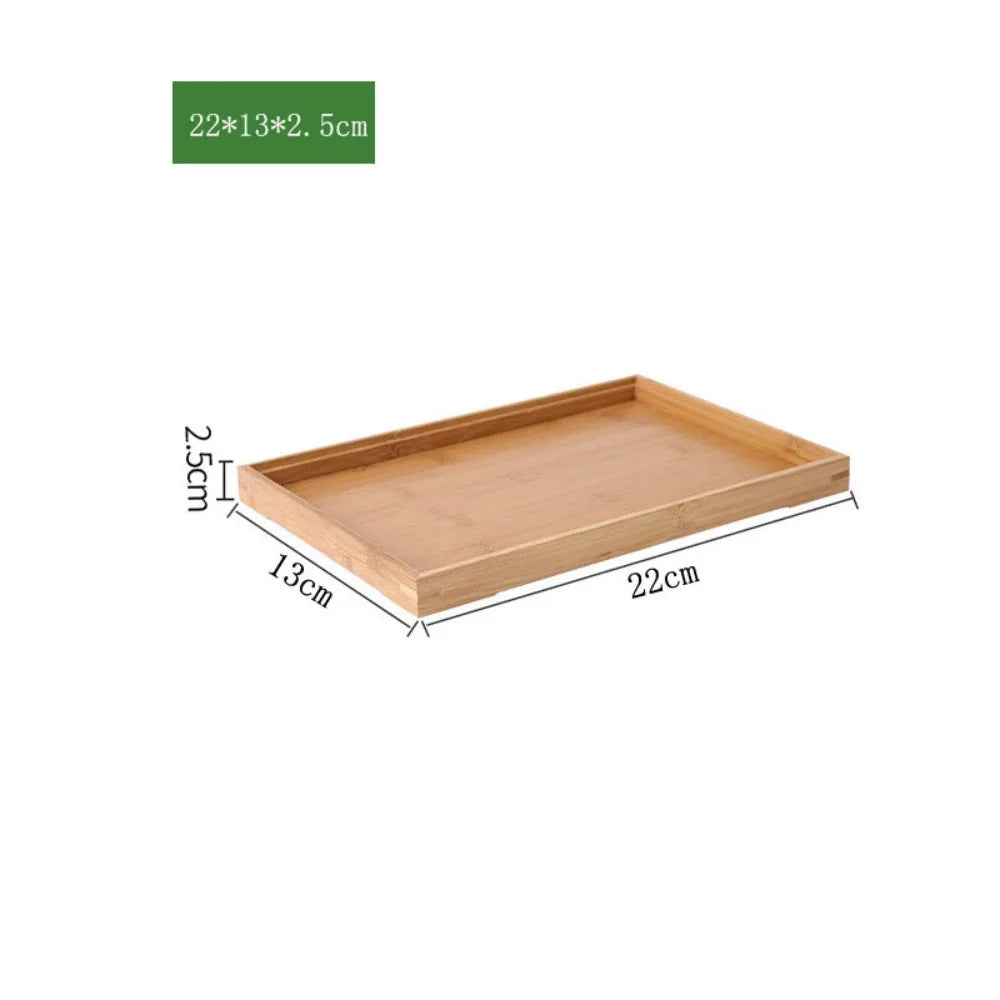 Retro Bamboo Wood Rectangular Storage Tray – Tea & Home Décor