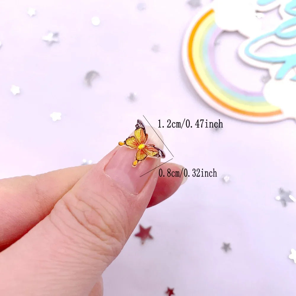 50pcs Glitter Resin Butterfly Flatback Rhinestones – DIY Nail Art