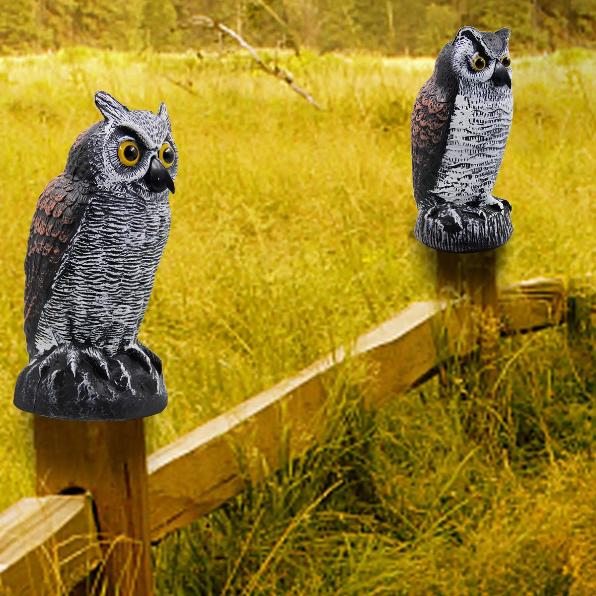 Realistic Owl Decoy Statue – Outdoor Garden Bird Deterrent