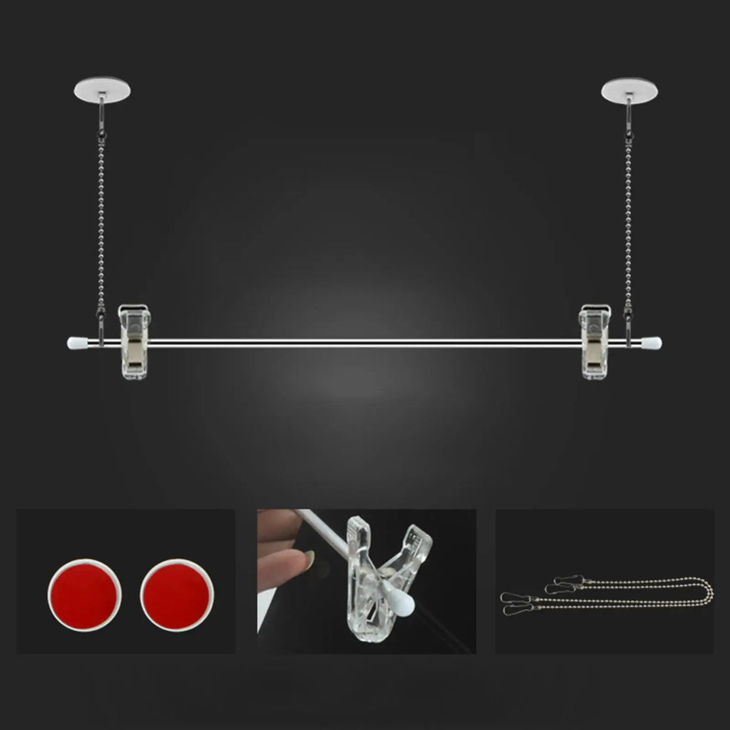 Ceiling Sign Hanger Pole with Alloy Clips – 60cm Display Rod