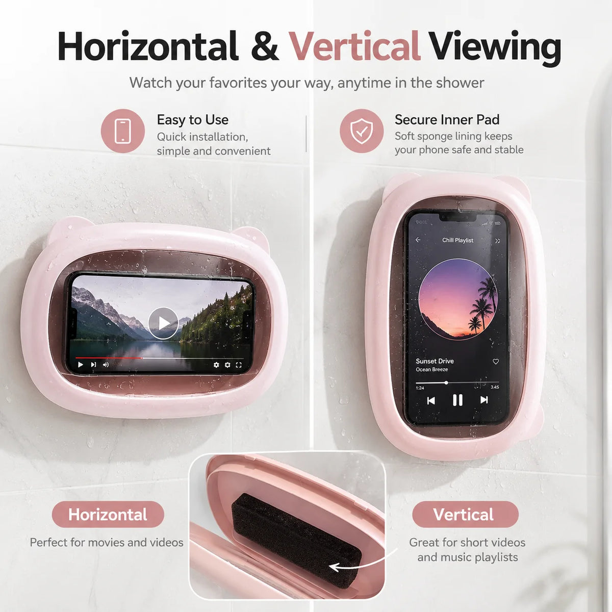 Waterproof Shower Phone Holder – Wall Mount Touch Screen Case