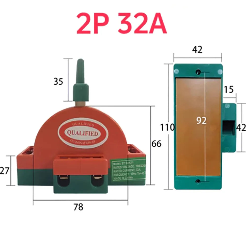 2-Pole DPDT Knife Disconnect Switch 32A/63A/100A AC 220V