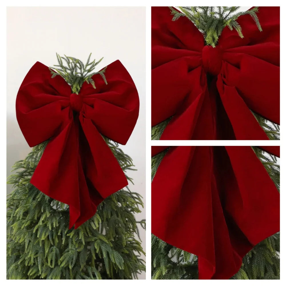 Large Red Velvet Christmas Bow – Tree Topper & Wreath Decor