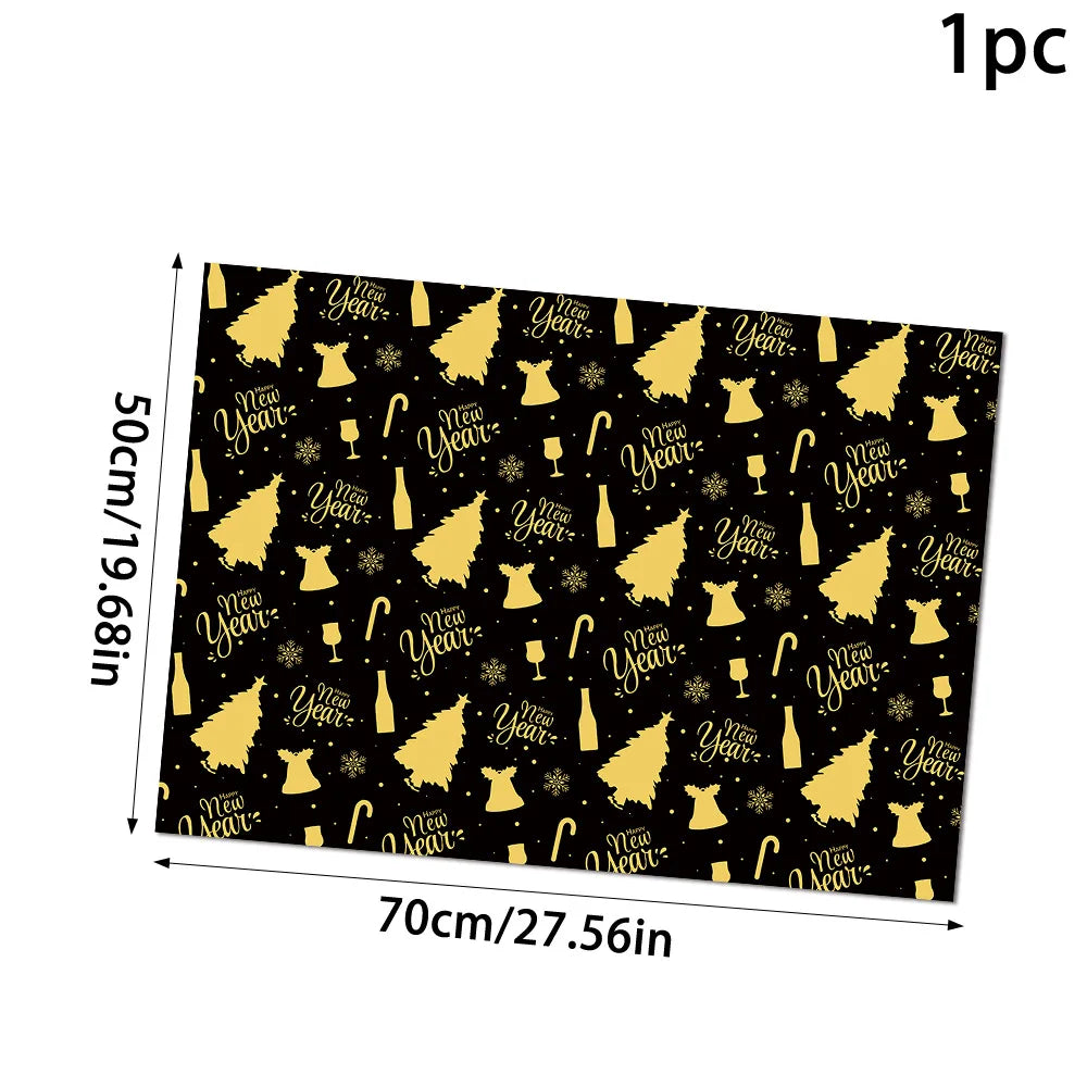 Christmas Kraft Gift Wrapping Paper – Black & Gold 50x70cm