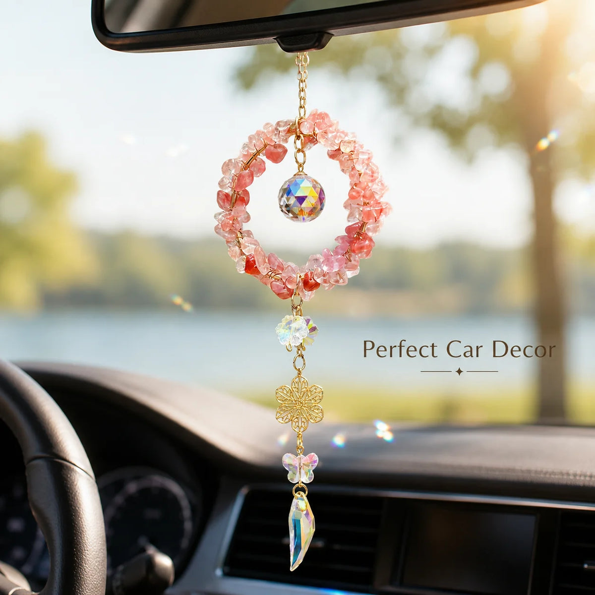 Natural Crystal Suncatcher Rainbow Prism Window & Car Ornament
