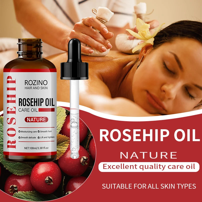 ROZINO Pure Rosehip Carrier Oil 3.38oz – Face, Body & Hair