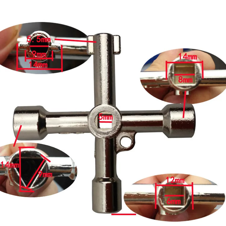 4-in-1 Multi-Function Key Wrench | Zinc Alloy Mini Tool