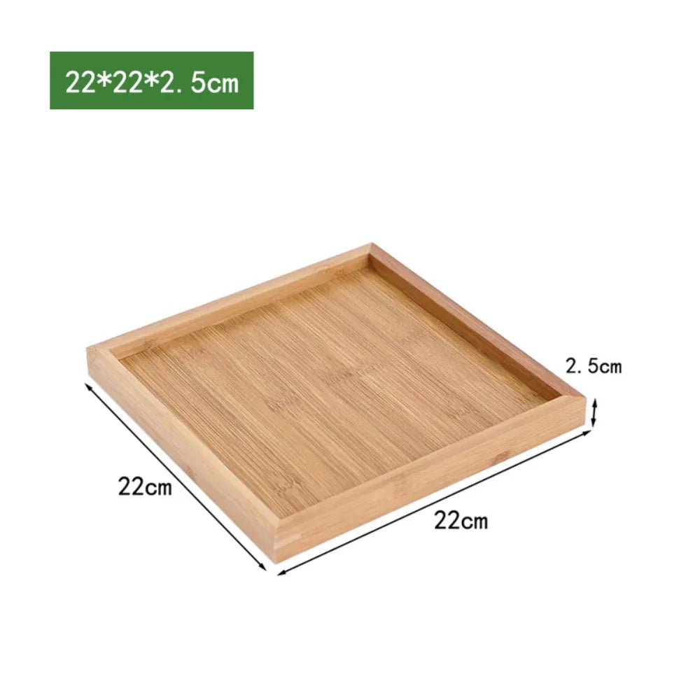 Retro Bamboo Wood Rectangular Storage Tray – Tea & Home Décor