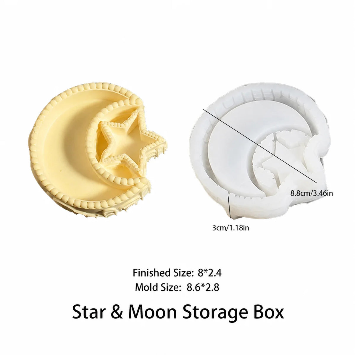 Star & Moon Silicone Candle Mold – DIY Holder & Tray