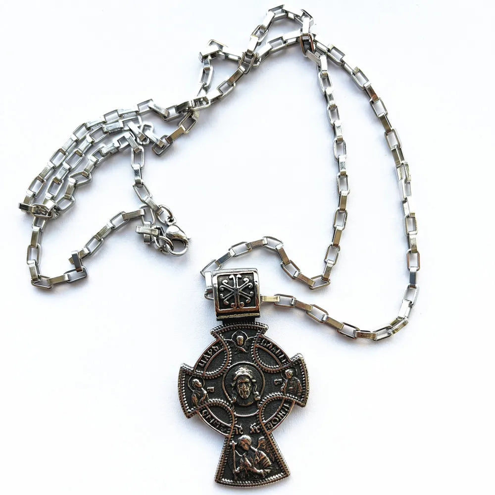 Orthodox Jesus Christ Alloy Pendant Necklace | 60cm Chain