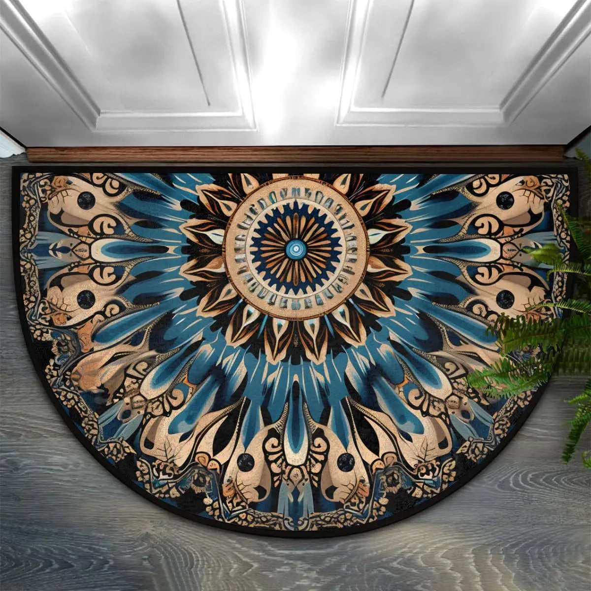 Semi-Circular Non-Slip Doormat – Indoor & Outdoor Entrance Rug