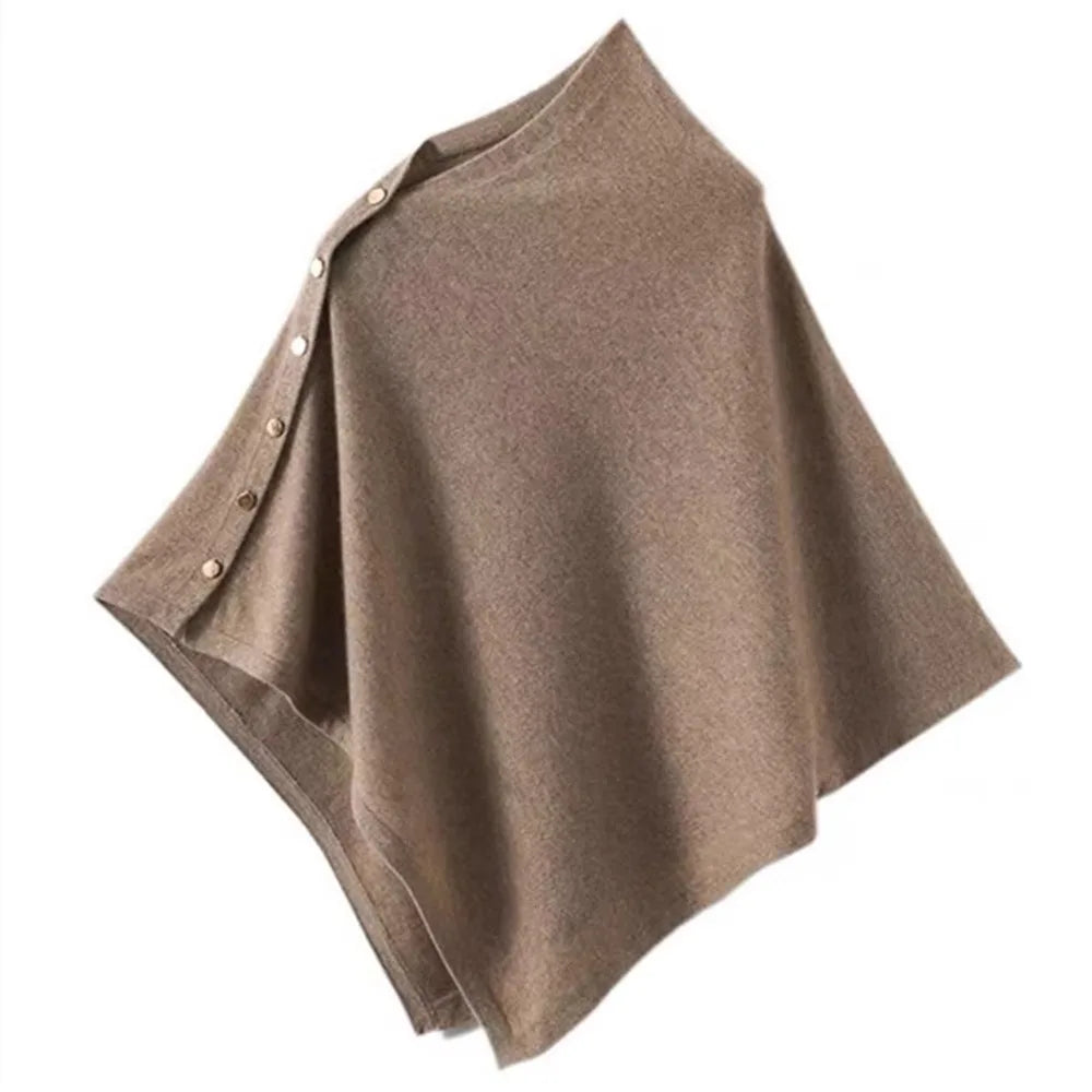 Women's Cashmere Pashmina Shawl Wrap Poncho – Button Knit Scarf