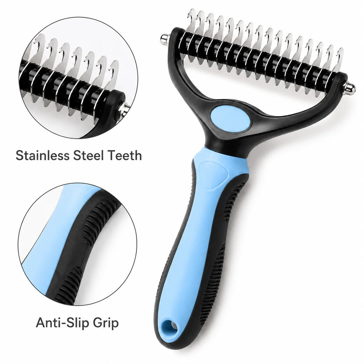2-in-1 Pet Grooming Rake – Dematting & Deshedding Tool