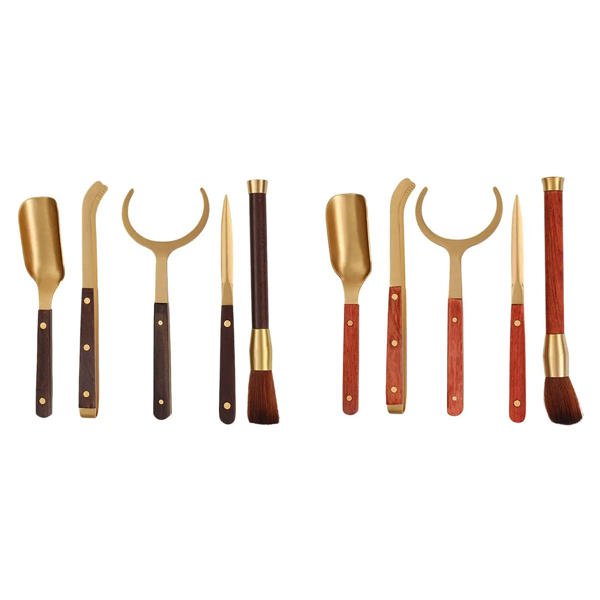 Kung Fu Tea Ceremony Set – 5-Piece Metal & Wood Utensils