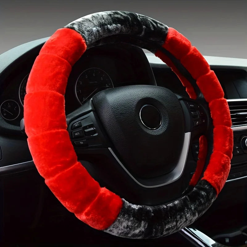 Women's Winter Plush Steering Wheel Cover – Heart Ear Design