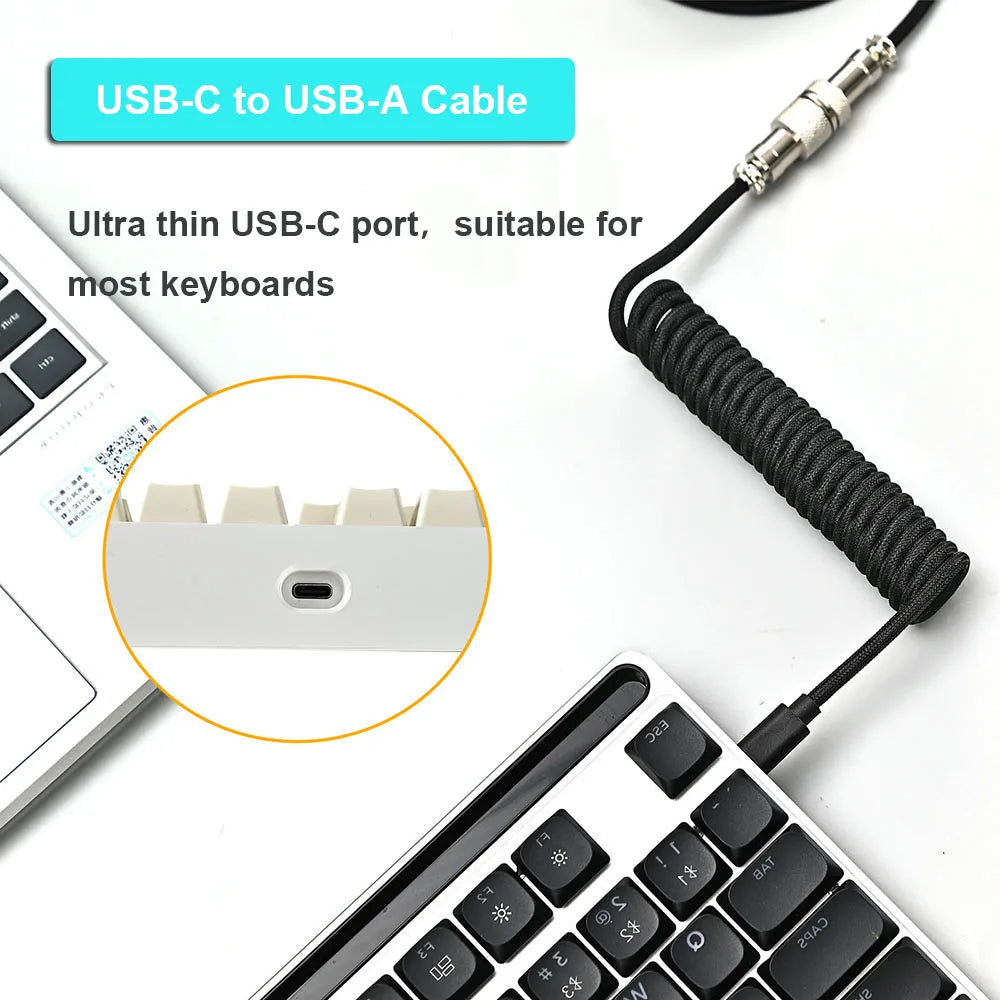 Aviator Coiled Keyboard Cable – USB & Type-C | OULLX