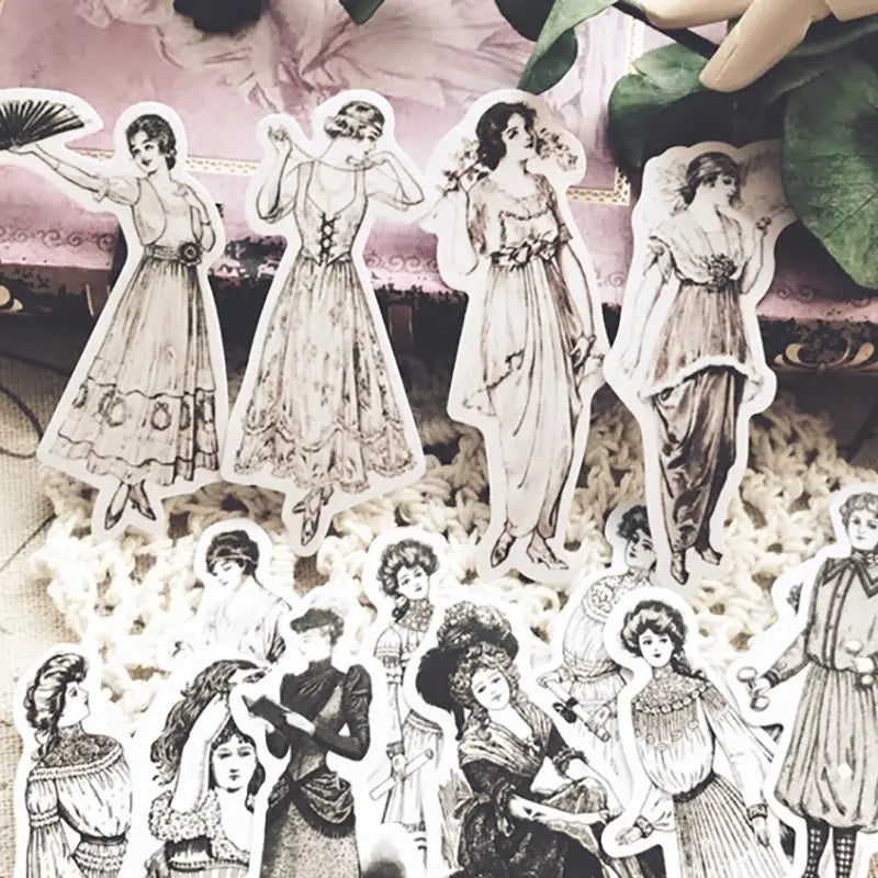Vintage European Ladies Scrapbooking Stickers | Retro Fashion