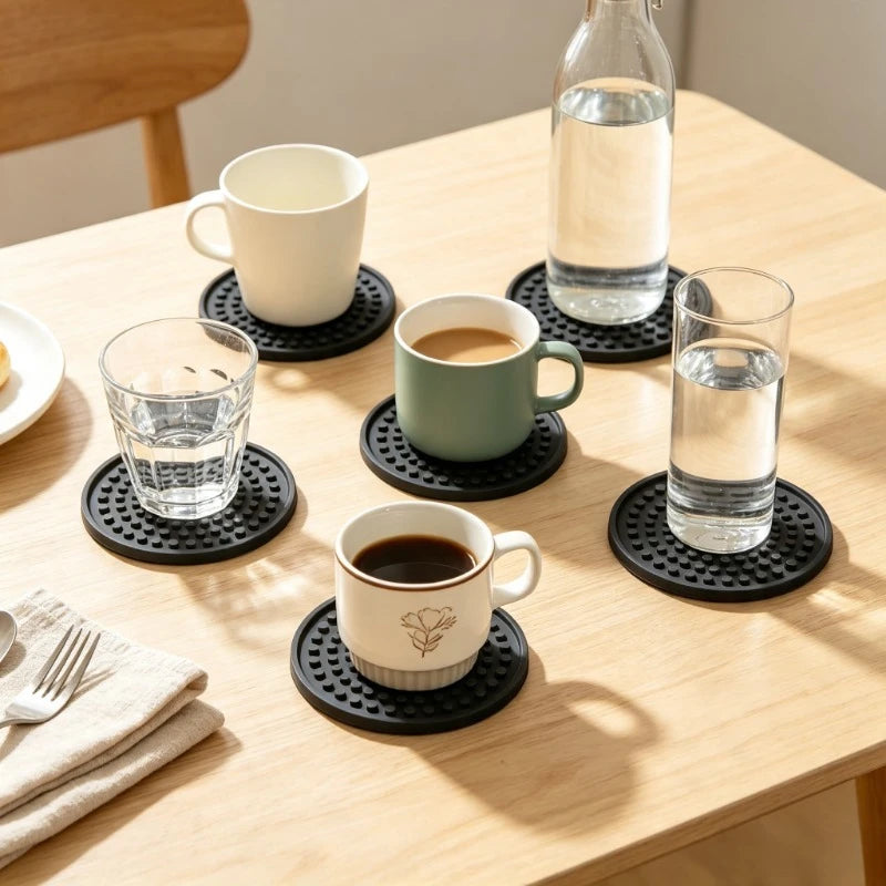 6-Piece Silicone Drink Coasters – Non-Slip Heat Insulation Set