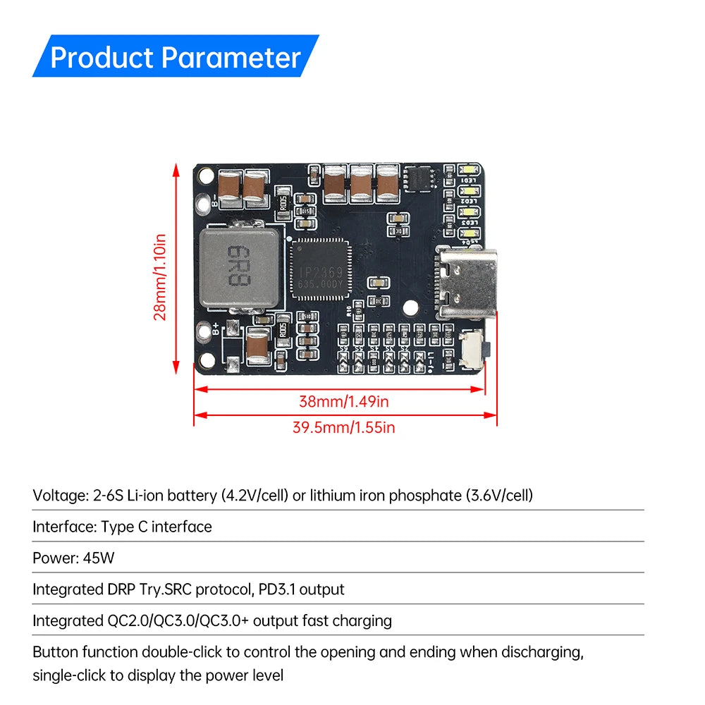 IP2369 45W 2–6S Lithium Battery Protection Module | Type-C