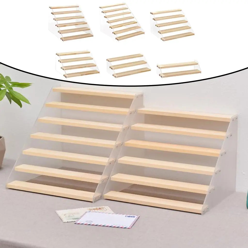 Wooden Acrylic Tiered Display Riser Stand – Up to 7 Layers