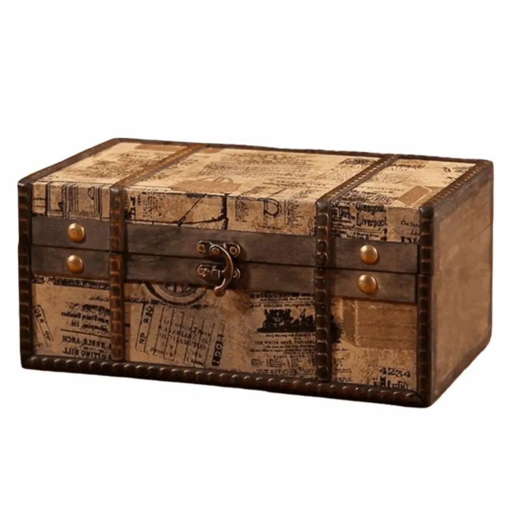 Vintage Wooden Jewelry Box – Lockable Treasure Chest Storage