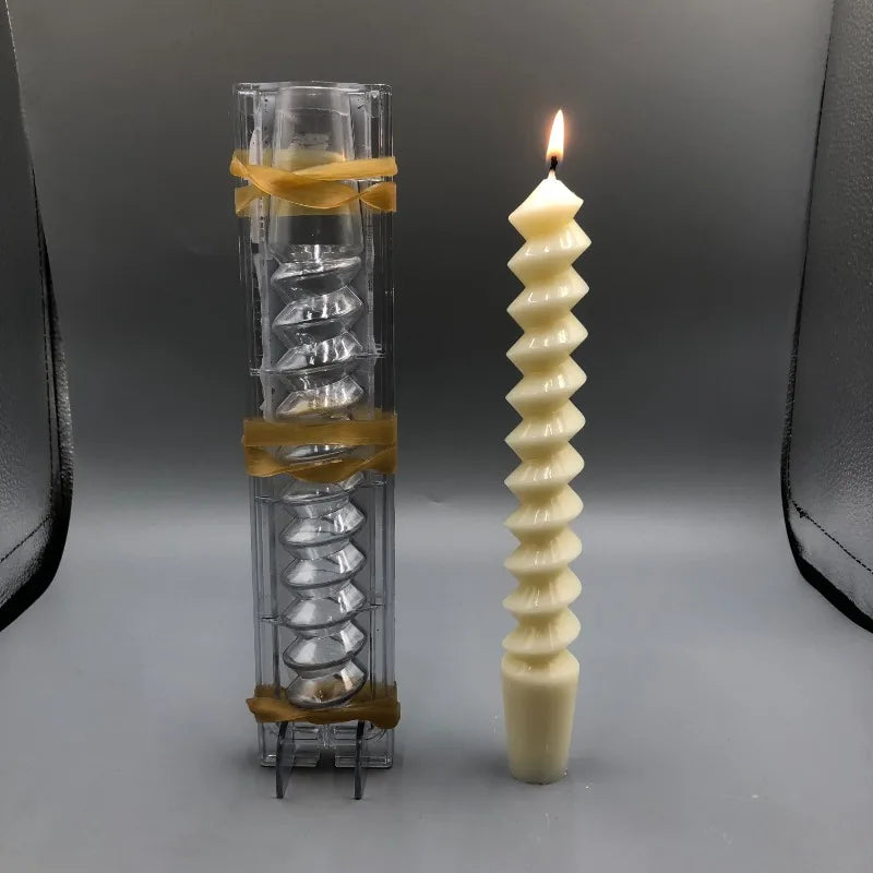 Spiral Cylindrical Candle Mould – Acrylic Plastic Mold Set