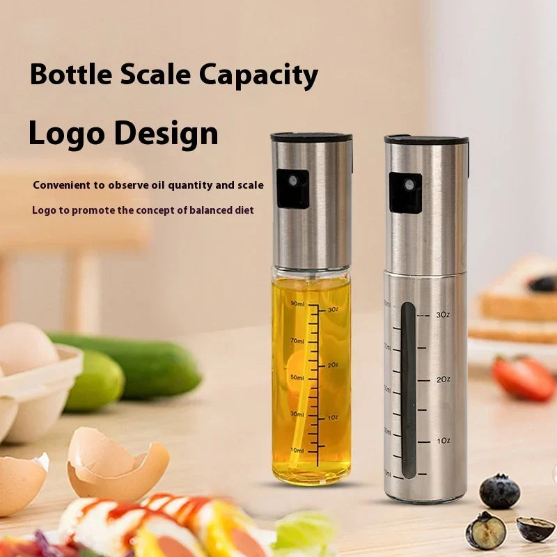 Stainless Steel Glass Oil Spray Bottle with Scale – Mist Sprayer