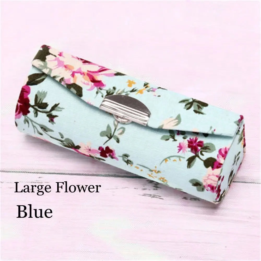 Retro Embroidered Flower Lipstick Case with Mirror | Jewelry Box