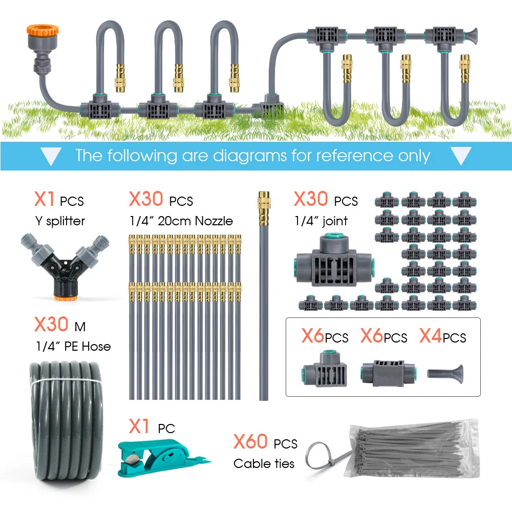 1/4" 360° Rotary Brass Nozzle Drip Irrigation Kit – Auto Misting