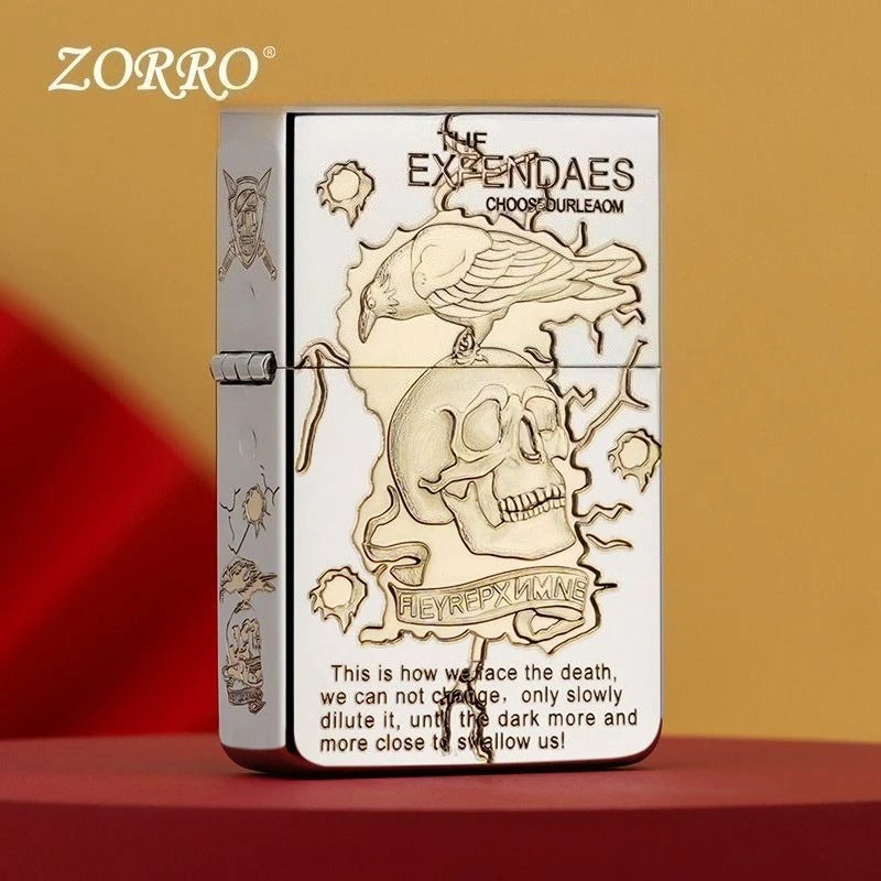 ZORRO Brass Windproof Refillable Kerosene Lighter | Mirror Carved