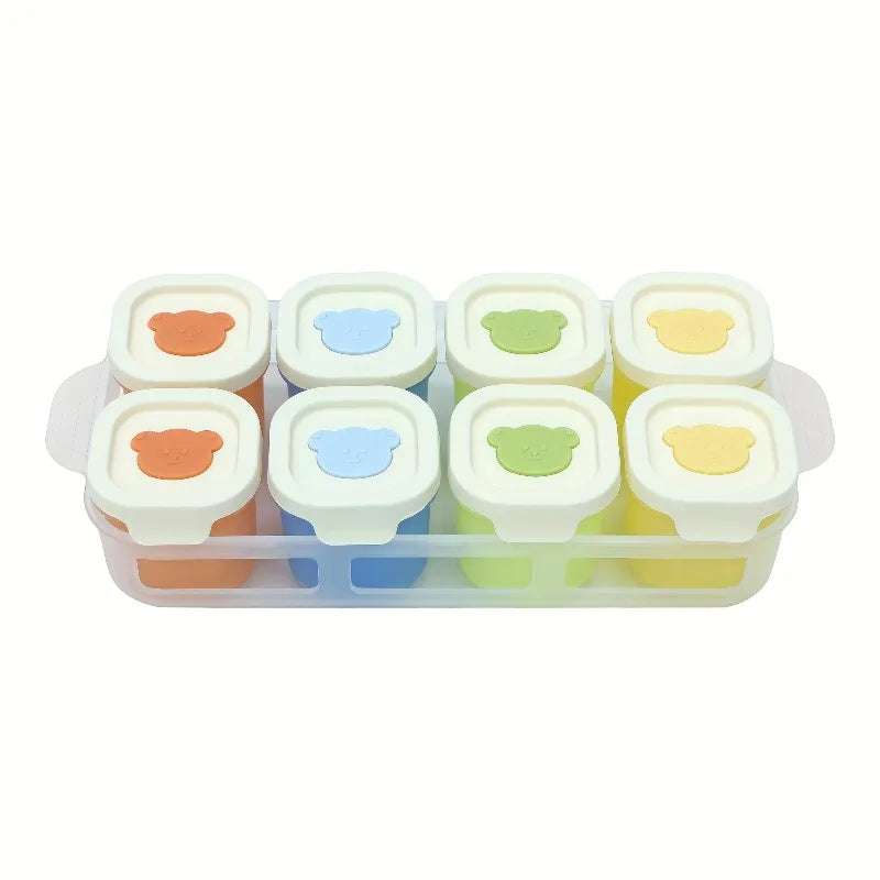 Silicone Baby Food Freezer Grid Mold & Ice Tray Storage Box