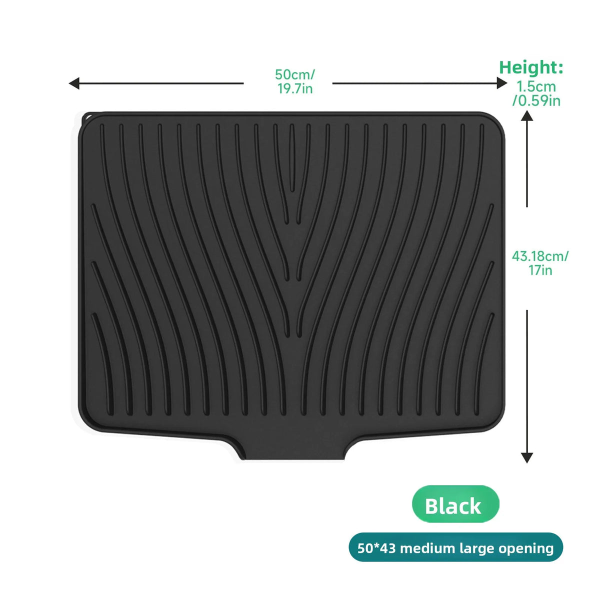 Silicone Dish Drying Mat – Food-Grade Sloped Drain Pad 40/50CM
