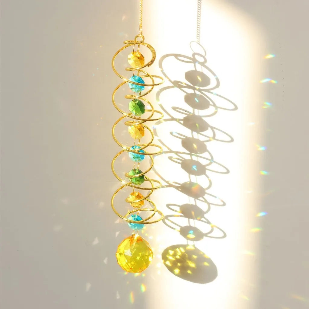 Crystal Spiral Sun Catcher – Rainbow Light Wind Spinner Decor