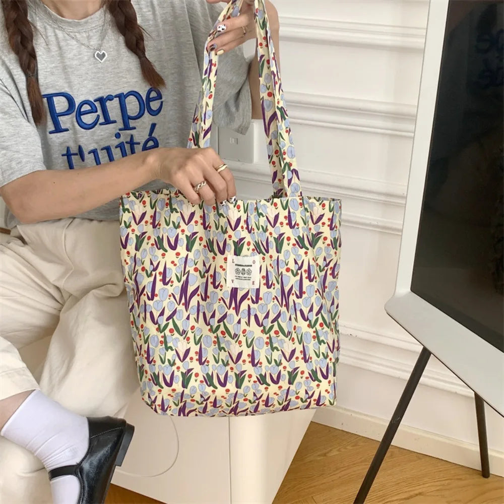 Women's Vintage Floral Cotton Shoulder Bag – Large Tote