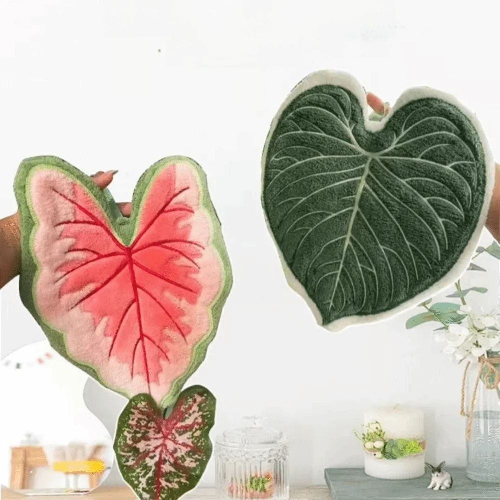 Cartoon Leaf Coral Velvet Hand Towel – Kitchen & Bathroom