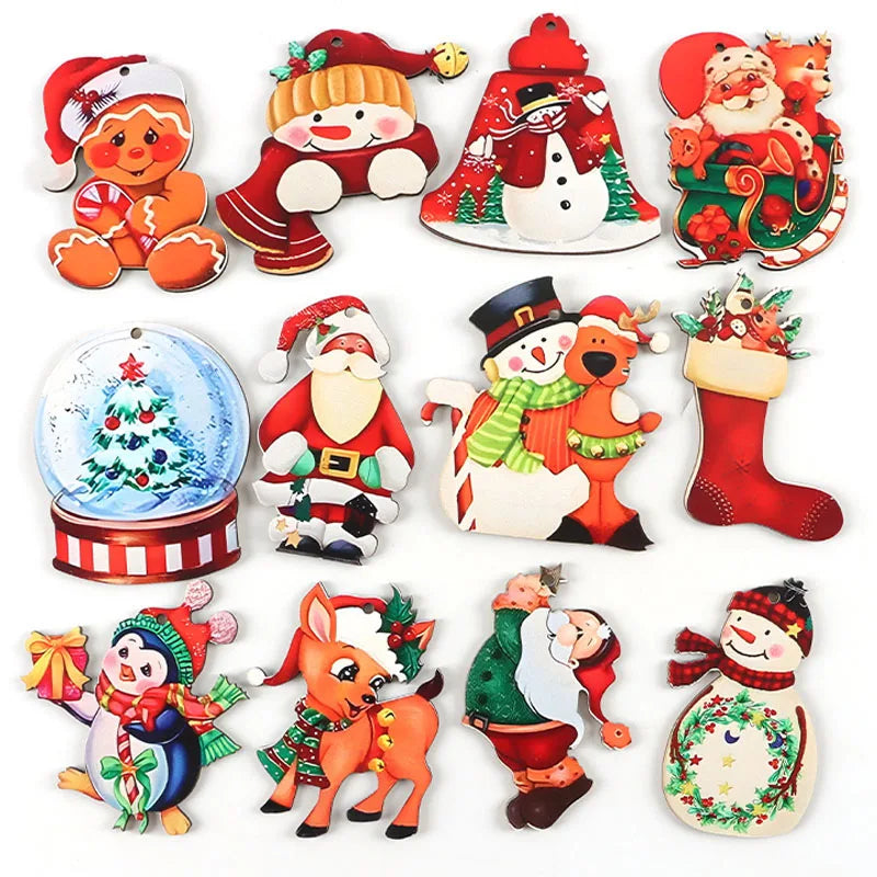 12-Pack Christmas Wooden Snowman Pendants – DIY Holiday Decor