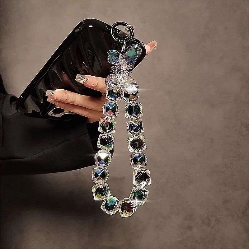 Crystal Butterfly Phone Charm Wrist Strap & Keychain Lanyard