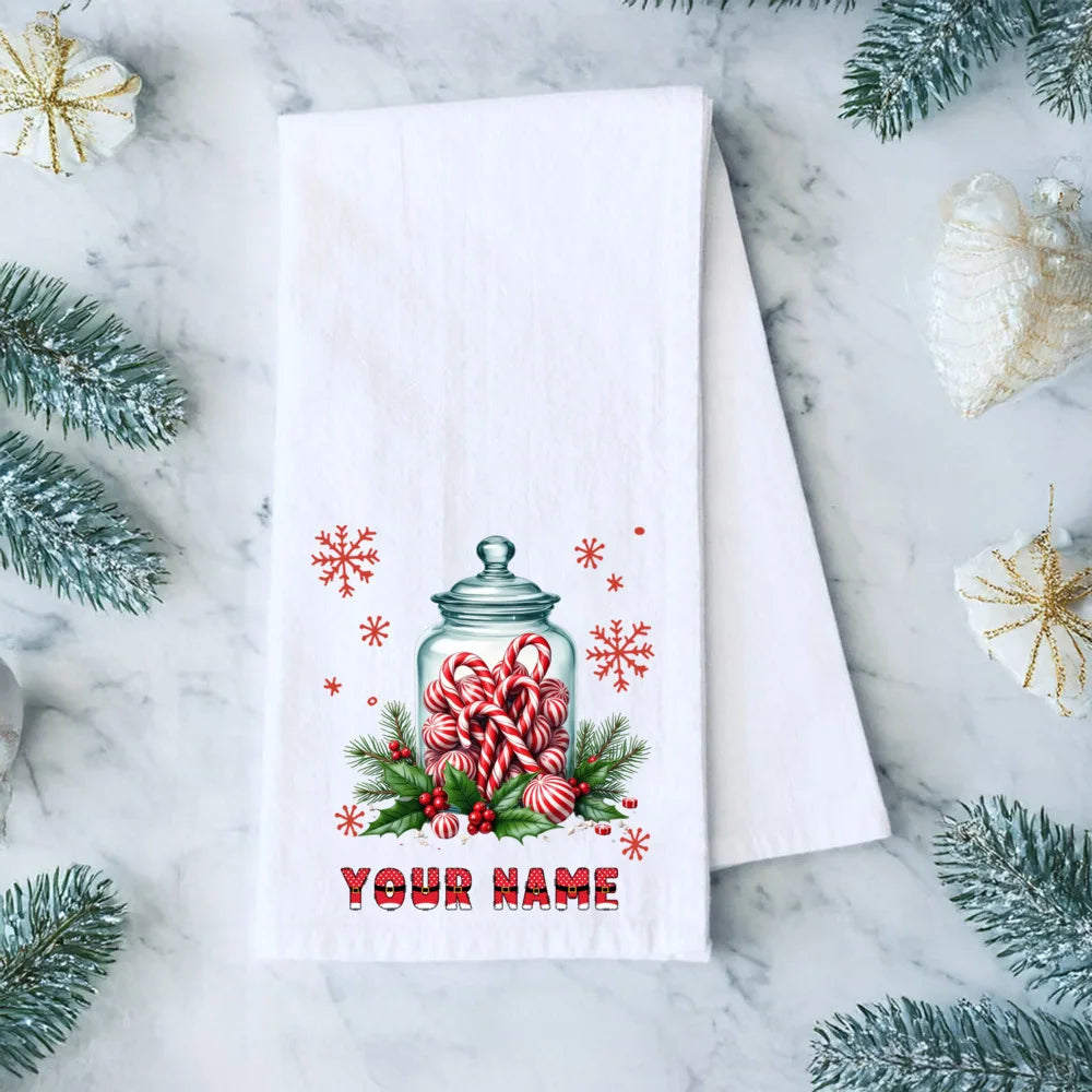 Personalized Christmas Tea Towel – Festive Holiday Kitchen Gift