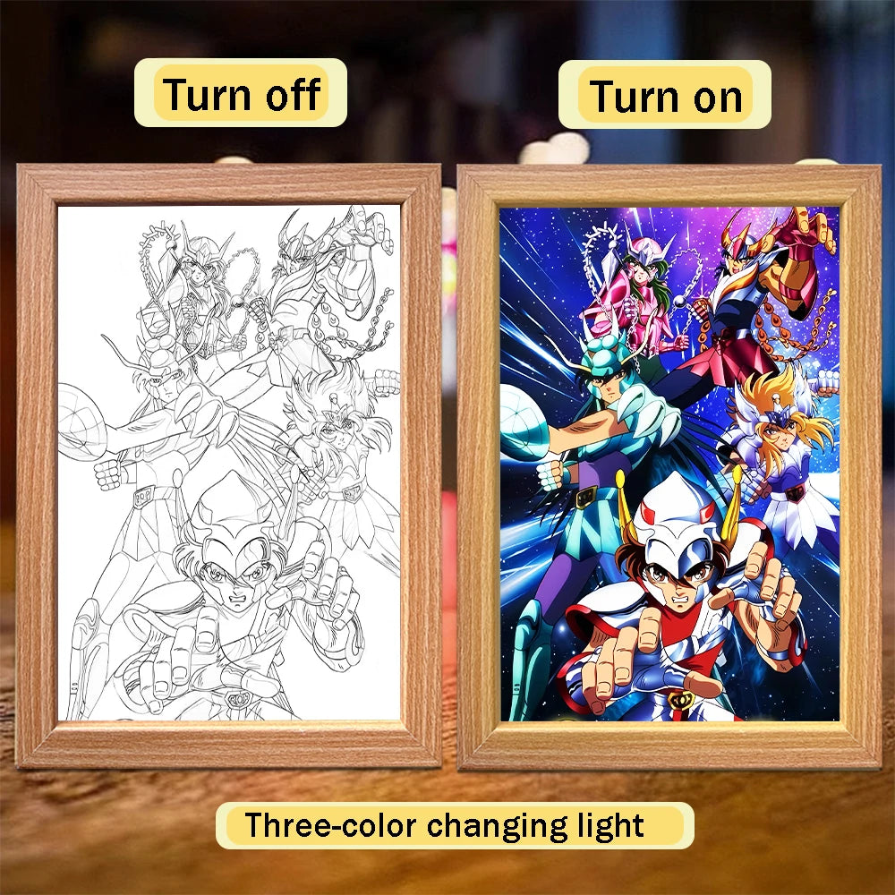 Saint Seiya Anime LED Light Painting | Bedroom Decor Gift