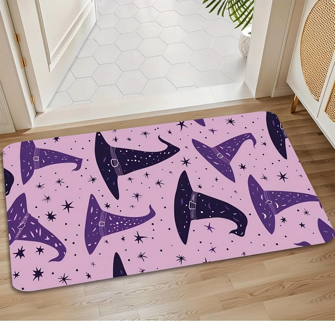 Woodland Fox Floral Doormat – Watercolor Autumn Art Print Rug